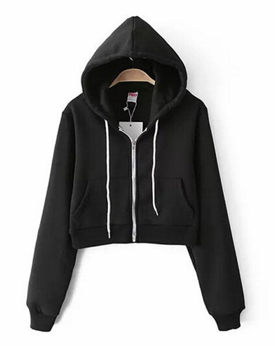 Women's Trendy AA Drawstring Hat Long Sleeve Short Jumper Sweats Hooded SweartShirt Hoodies Tops