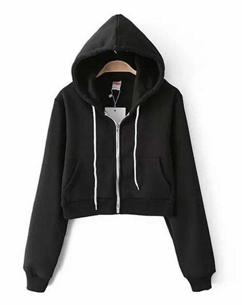 Women's Trendy AA Drawstring Hat Long Sleeve Short Jumper Sweats Hooded SweartShirt Hoodies Tops