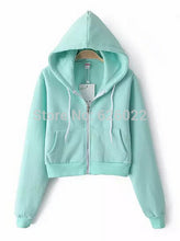 Women's Trendy AA Drawstring Hat Long Sleeve Short Jumper Sweats Hooded SweartShirt Hoodies Tops