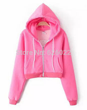 Women's Trendy AA Drawstring Hat Long Sleeve Short Jumper Sweats Hooded SweartShirt Hoodies Tops