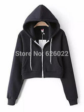 Women's Trendy AA Drawstring Hat Long Sleeve Short Jumper Sweats Hooded SweartShirt Hoodies Tops