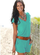 Womens No Belt Playsuit Plus Size Sexy Short Sleeve V Neck Solid Jumpsuit Rompers Mini Overalls Bodysuit GV191
