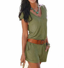 Womens No Belt Playsuit Plus Size Sexy Short Sleeve V Neck Solid Jumpsuit Rompers Mini Overalls Bodysuit GV191