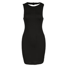 Womens Sexy Bodycon Dress Halter Back Cut Out Knitted Dress Slim Striped Mini Club Party Dress Sleeveless Robe