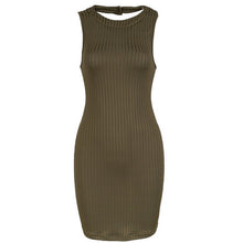 Womens Sexy Bodycon Dress Halter Back Cut Out Knitted Dress Slim Striped Mini Club Party Dress Sleeveless Robe