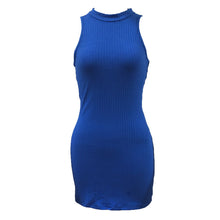 Womens Sexy Bodycon Dress Halter Back Cut Out Knitted Dress Slim Striped Mini Club Party Dress Sleeveless Robe
