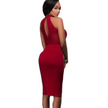 Womens Sexy Bodycon Dress Mesh Patchwork Back Open Party Dress Knee Length Sequined Off Shoulder Women Dress Bandage