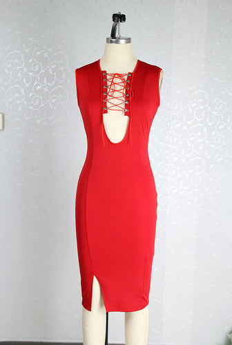 Womens Sexy Club Dress Deep V Bandage Night Club Party Dress Split Bodycon Dress Slim Wrap Dresses For Women