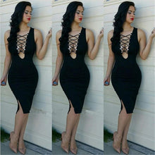 Womens Sexy Club Dress Deep V Bandage Night Club Party Dress Split Bodycon Dress Slim Wrap Dresses For Women