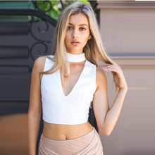 Womens Sexy Crop Top Back Zipper Halter Top V Neck Women Tops Short Cropped Tank Top Sleeveless Plus Size