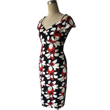 Womens Sexy Dress V-Neck Elegant Off Shoulder Dress Floral Flower Print Dress Casual Party Club Evening Bodycon Dresses