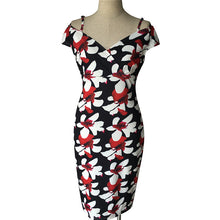 Womens Sexy Dress V-Neck Elegant Off Shoulder Dress Floral Flower Print Dress Casual Party Club Evening Bodycon Dresses