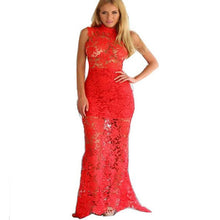 Womens Sexy Dresses Party Elegant Hollow Out Lace Floral Maxi Dresses Long Evening Party Dress For Women Black White Red