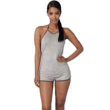 Womens Sexy Jumpsuit Backless Halter Bodycon Short Jumpsuit Bodysuit Slim Romper Style Combination Femme Black Gray
