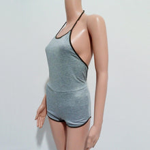 Womens Sexy Jumpsuit Backless Halter Bodycon Short Jumpsuit Bodysuit Slim Romper Style Combination Femme Black Gray