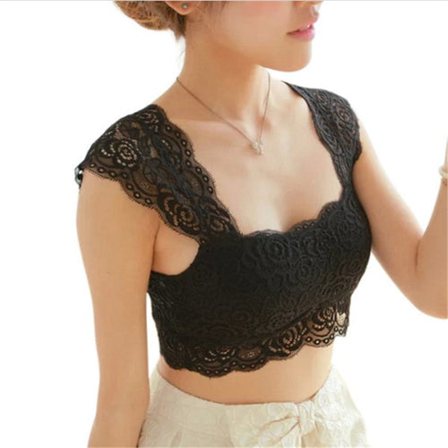 Womens Sexy Lace Bustier Crop Top Black White Crochet Top Hollow Out Short Tank Top Floral Womens Crop Top Bustier
