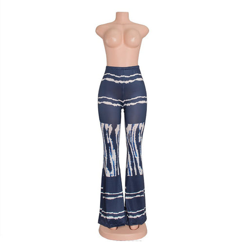 Womens Elegant Vintage elastic Casual Beach High Waist Wide Leg Long Pants Trousers Print Flared trousers mermaid pants