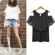 XL-5XL Big Sized Cold Shoulder Tops Casual Ruffle Off Shoulder T Shirt Black White Tee Shirt Femme Plus Size Top Tees