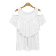 XL-5XL Big Sized Cold Shoulder Tops Casual Ruffle Off Shoulder T Shirt Black White Tee Shirt Femme Plus Size Top Tees