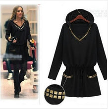 XXXXL  Casual Rivet Hoody Sweatshirts British Style Long Sleeve Women Hoodies Plus Size Hoodies For Women