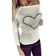 Young Ladies' Sweet Heart Pachwork Solid O Neck Long Sleeves Pullovers Knitted Sweater With Back Bow Tops