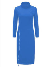 Zippers Side Split Sexy Bodycon Sheath Dress Women Midi Dresses Solid Long Sleeve Femme Pencil Tight Dress GV324