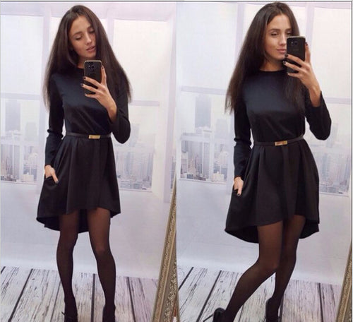 plus size 4 color women casual solid dress popular long sleeve O-neck loose dress Q0074