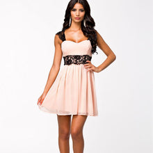 Women Floral Lace Backless Dress Formal Wedding Evening Mini Dress