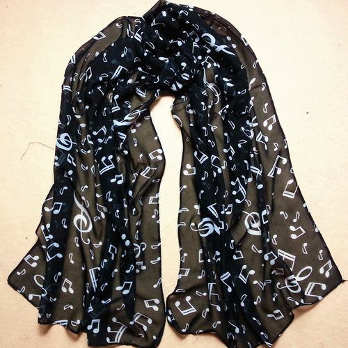Women Musical Note Chiffon Neck Scarf Shawl Muffler Scarves ping
