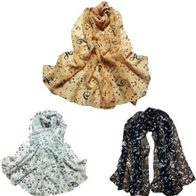 Women Musical Note Chiffon Neck Scarf Shawl Muffler Scarves ping
