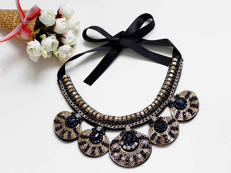 Fashion Women Gold Chain Choker Statement Bib Big Circle Pendant Necklace