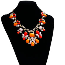 Women Sweet Bohemian Elegant Bib Statement Choker Necklace & Pendants Orange Red Patchwork