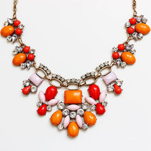 Women Sweet Bohemian Elegant Bib Statement Choker Necklace & Pendants Orange Red Patchwork