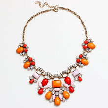 Women Sweet Bohemian Elegant Bib Statement Choker Necklace & Pendants Orange Red Patchwork
