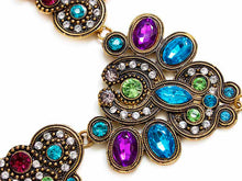 Womens Bib Beaded Choker Collar Necklace Multicolor Crystal Waterdrop Statement Chain Pendant