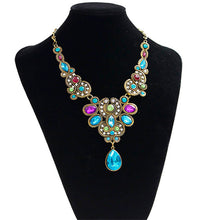 Womens Bib Beaded Choker Collar Necklace Multicolor Crystal Waterdrop Statement Chain Pendant