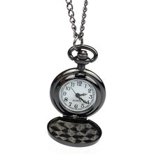 Vintage Black Roman-Numerals Stainless Steel Quartz Pocket Watch ping