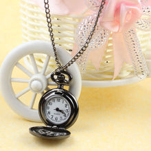 Vintage Black Roman-Numerals Stainless Steel Quartz Pocket Watch ping