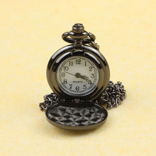 Vintage Black Roman-Numerals Stainless Steel Quartz Pocket Watch ping