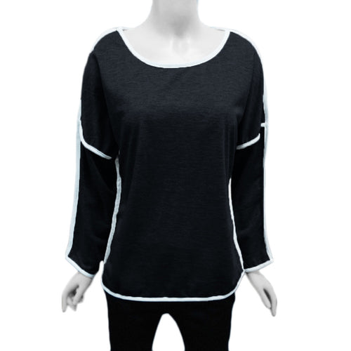 t-shirts-women-t-shirt-batwing-long-sleeve-contrast-line-o-neck-loose-top-casual-camisetas-mujer BBL