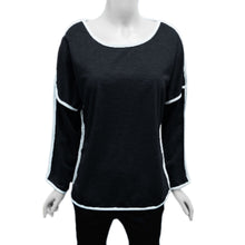 t-shirts-women-t-shirt-batwing-long-sleeve-contrast-line-o-neck-loose-top-casual-camisetas-mujer BBL