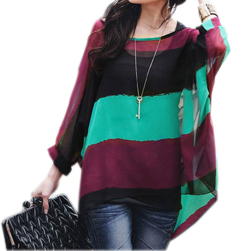 tops-womencolorful-striped-shirt-women-shirt-loose-batwing-sleeve-tops-blouse-high-street-womens-tops BBL